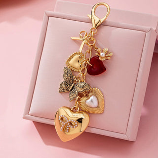 Josslyn Heart Bow Butterfly Bag Charm Gold