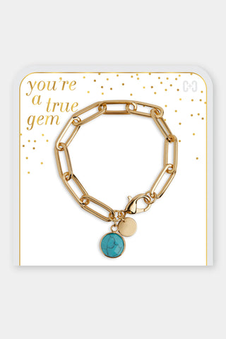Coco+Carmen You’re a Gem Paperclip Link Bracelet Turquoise