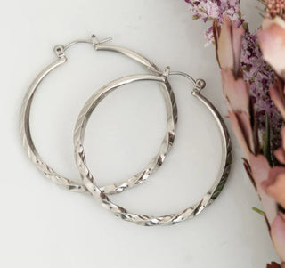 Howards Twisted Hoop Earrings Silver