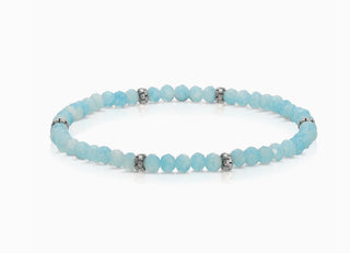 My Fun Colors Mini Crystal Bracelet Blue and White Tie Dye Silver Accent