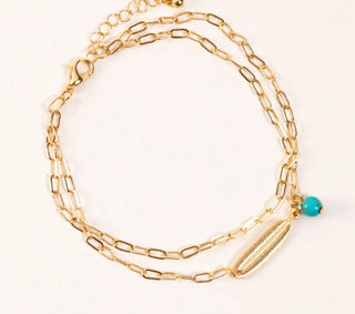 Elsie & Zoey Feather 2 Row Chain Anklet