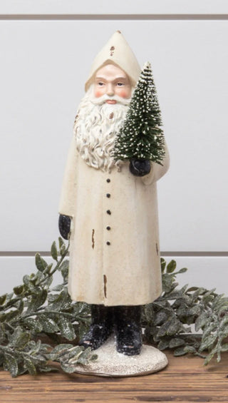 White Vintage Santa Figurine w/Tree