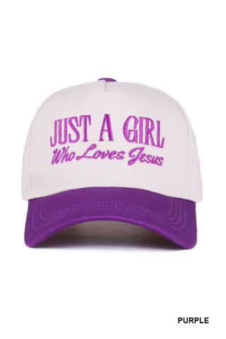 Zenana Just A Girl Who Loves Jesus Canvas Cap Purple