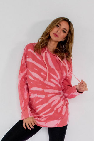 Sew in Love Dip Tie Dye Hoodie Coral