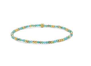 My Fun Colors Crystal Beaded Bracelet Aqua Mix Gold