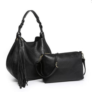Jen & Co Eloise Large Tassel Hobo Black M2180