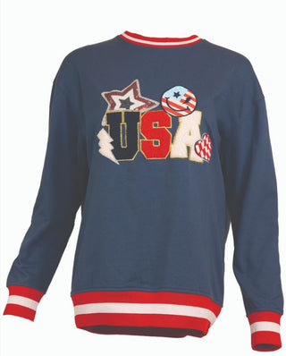 Simply Southern Varsity Crewneck Navy USA