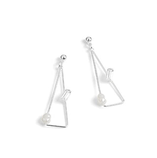 Whispers Triangle Floating Stone Earrings Silver WN004639