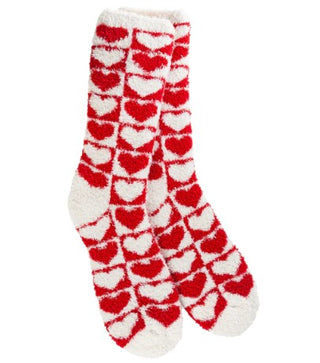 World's Softest Knit Pickin Fireside Crew Socks Checkered Heart
