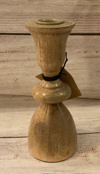 Creative Co-op Wood Taper Candle Holder Small