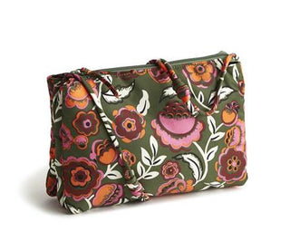 Vera Bradley Nylon Twill Foxbury Crossbody Bubbly Flowers Green