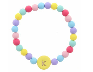 Jane Marie Kids Yellow Stamped Beaded Multicolored Initial Bracelet "K"