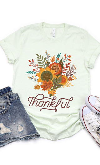 Kissed Apparel Vintage Floral Thankful Short Sleeve Shirt