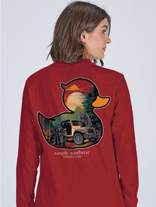 Simply Southern Long Sleeve Tee Duck Bears Carmine
