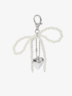 Jen & Co Beaded Bag Charm White Bow BCBEAD