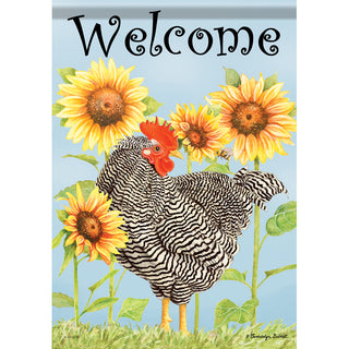Chicken & Sunflowers Garden Flag