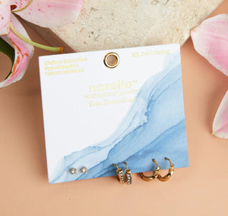 Howard's Narelle Waterproof Pave Hoop Earring Trio Gold