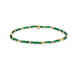 My Fun Colors Crystal Beaded Bracelet Forest Green Gold