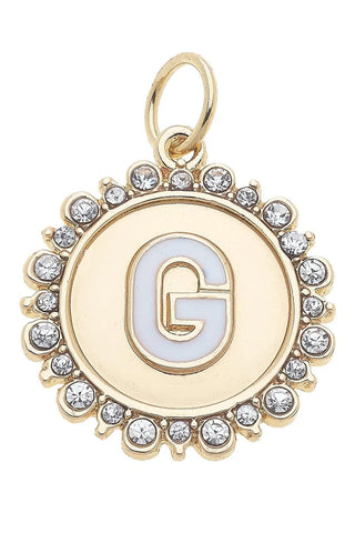 Canvas Style Charmed Rhinestone Letter Disc Charm