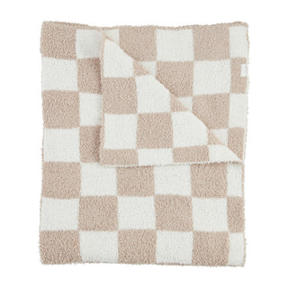 Mudpie Chenille Gingham Blanket Taupe