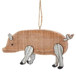 Wood Farm Animal Ornament