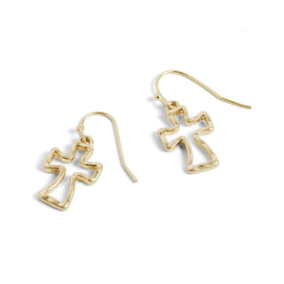 Whispers Gold Hollow Cross Earrings WN004540