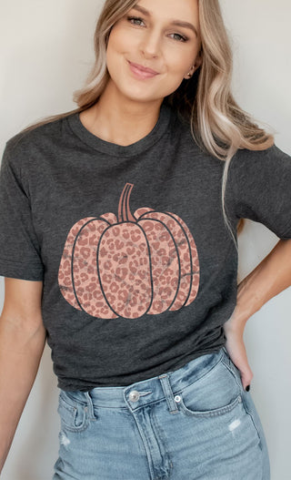 Kissed Apparel Retro Pink Leopard Pumpkin Short Sleeve Shirt
