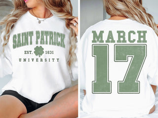 Midwest Tees Saint Patrick March 17 Fleece Crewneck White