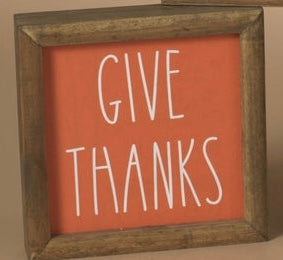 Wood Give Thanks Block Sign