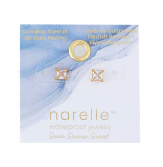 Howard's Narelle Waterproof 5mm Square Cubic Zirconia Stud Earrings Gold