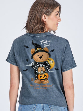 Simply Southern Short Sleeve Tee Teddy Candy Washed Coal