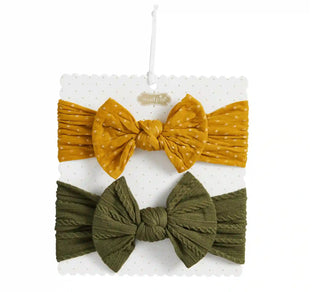 Mudpie Yellow and Green Bow Set