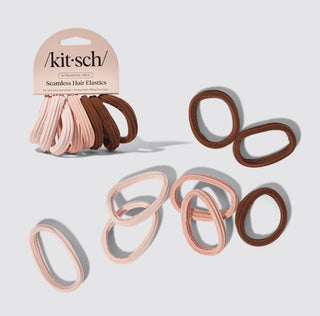 Kitsch Seamless Elastic Hair Ties 8pc Set Rosewood