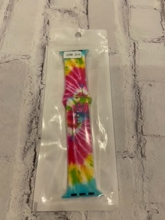 Silicone Apple Watch Band Tie Dye Rainbow Swirl 42mm
