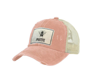 Brief Insanity Bee Positive Vintage Distressed Trucker Hat