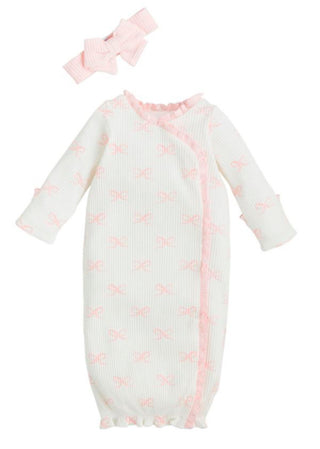 Mudpie Bow Print Gown Newborn