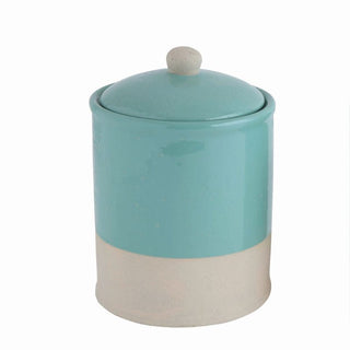 Aqua Stoneware Canister w/Lid