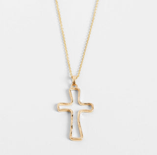 Whispers Gold Hollow Cross Necklace WN004532