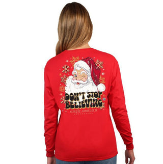 Simply Southern Long Sleeve Believe Red Youth Large