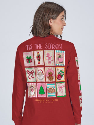 Simply Southern Long Sleeve Tee Stamps Carmine