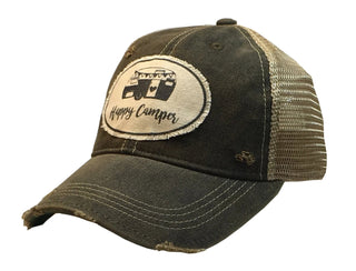 "Happy Camper" Distressed Trucker Cap