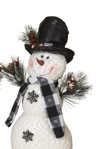 Holiday Plush Snowman, Black & White Check