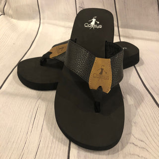 Corky's Ladybug Flip Flops Black
