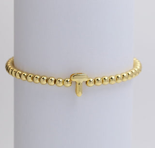 Josslyn Gold Initial Monogram Bubble Beaded Bracelet T