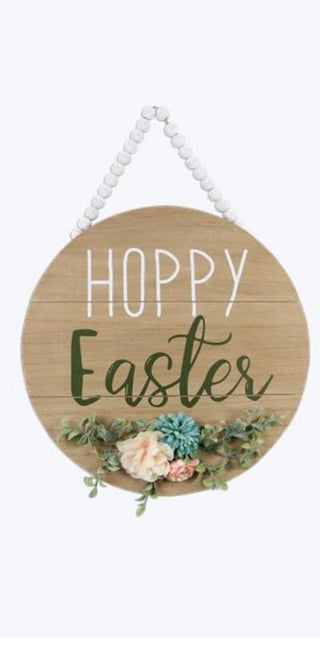 Wood Easter Wall Sign w/Blessing Beads Hanger