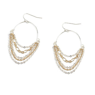 Whispers Mutli Chain Hoop Earrings Mixed Metal WN004640