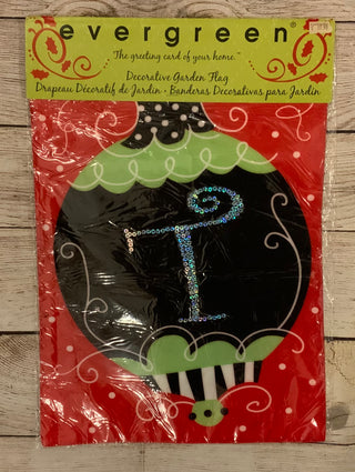 Christmas Bling Monogram Garden Flag