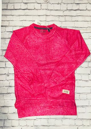 Southern Couture Yarn Dyed Mingled Sweatshirt Hot Pink