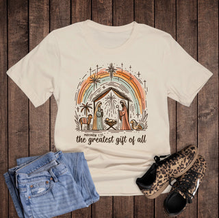 Rebel Rose Christmas Boho The Greatest Gift Graphic Tee Cream