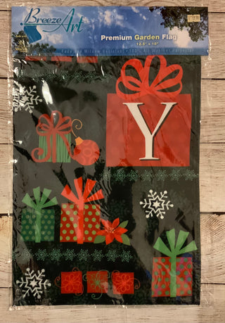 Christmas Present Monogram Garden Flag